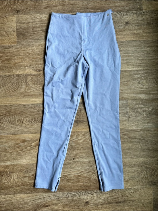 Fabletics Pants - Fabletics 24/7 Skinny Leggings Blue High Rise Zipper Ankle Slit‎ Size Medium 8